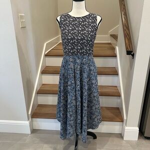 Floral Sleeveless Dress in Brown and Blue Simply Noelle Size S/M 8-10